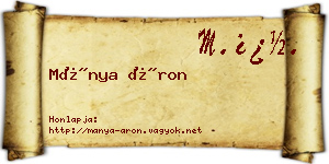 Mánya Áron névjegykártya